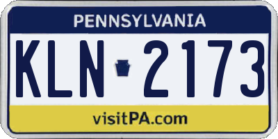 PA license plate KLN2173