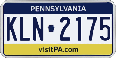 PA license plate KLN2175