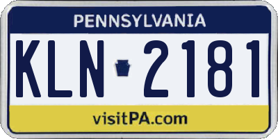 PA license plate KLN2181