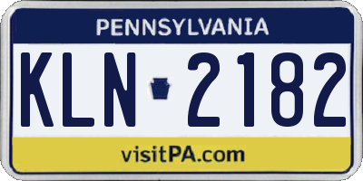 PA license plate KLN2182
