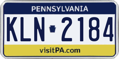 PA license plate KLN2184