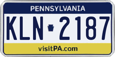 PA license plate KLN2187
