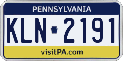 PA license plate KLN2191