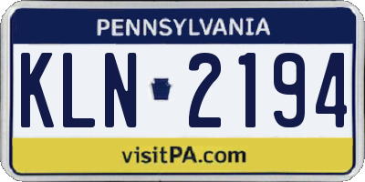 PA license plate KLN2194