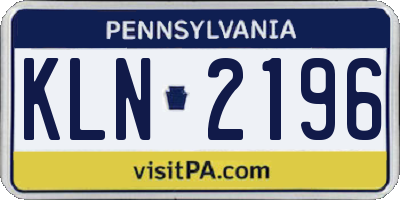 PA license plate KLN2196