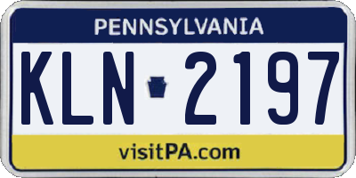 PA license plate KLN2197