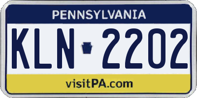 PA license plate KLN2202