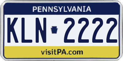 PA license plate KLN2222
