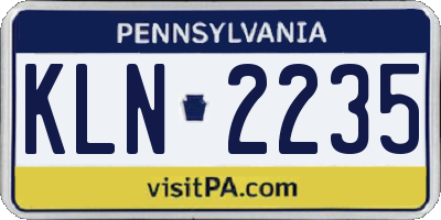 PA license plate KLN2235