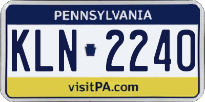 PA license plate KLN2240