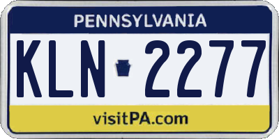 PA license plate KLN2277