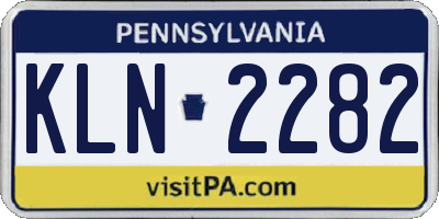 PA license plate KLN2282