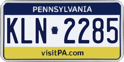 PA license plate KLN2285