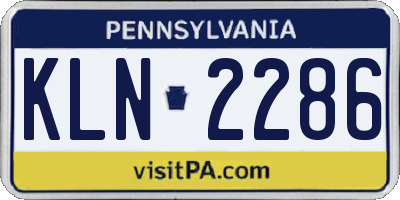 PA license plate KLN2286