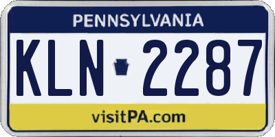 PA license plate KLN2287