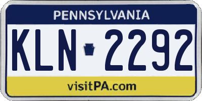 PA license plate KLN2292