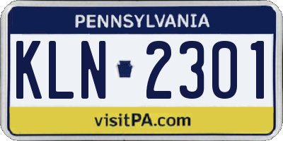 PA license plate KLN2301