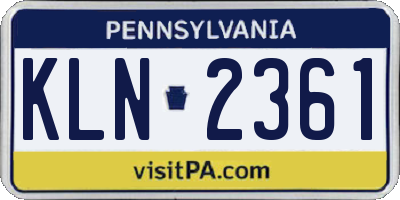 PA license plate KLN2361