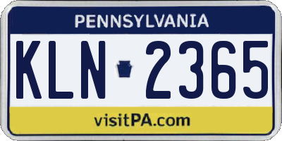 PA license plate KLN2365