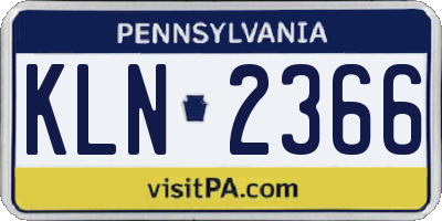 PA license plate KLN2366