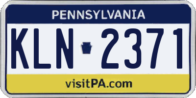 PA license plate KLN2371