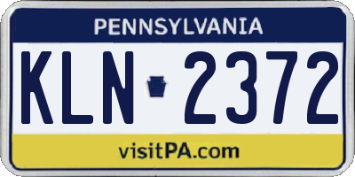 PA license plate KLN2372