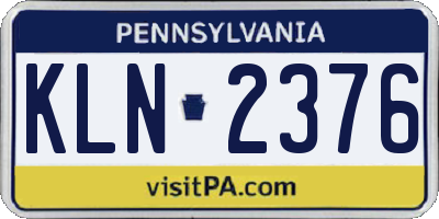 PA license plate KLN2376