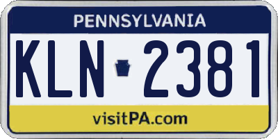 PA license plate KLN2381