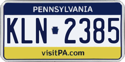 PA license plate KLN2385