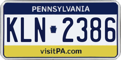 PA license plate KLN2386