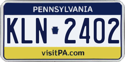 PA license plate KLN2402