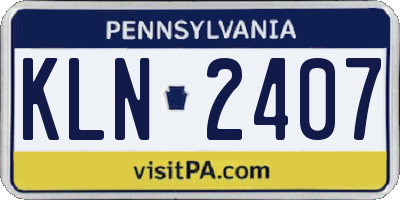 PA license plate KLN2407