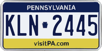 PA license plate KLN2445