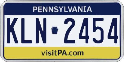 PA license plate KLN2454