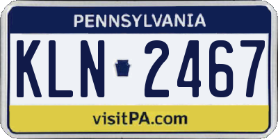 PA license plate KLN2467