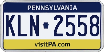PA license plate KLN2558