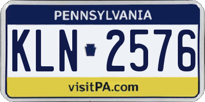 PA license plate KLN2576