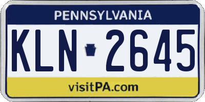 PA license plate KLN2645