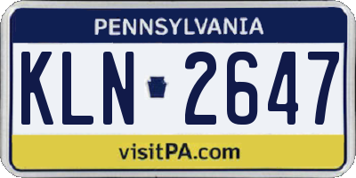 PA license plate KLN2647