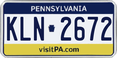 PA license plate KLN2672