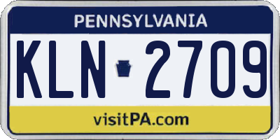 PA license plate KLN2709