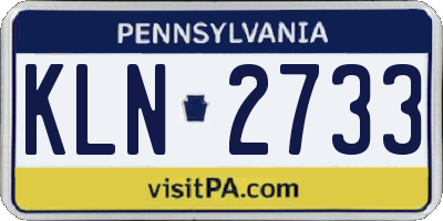 PA license plate KLN2733