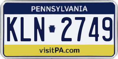 PA license plate KLN2749