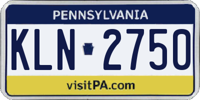 PA license plate KLN2750