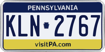 PA license plate KLN2767