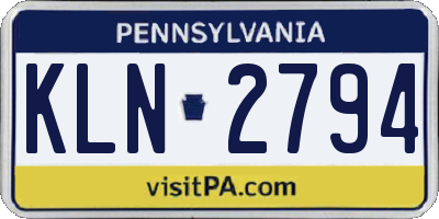 PA license plate KLN2794