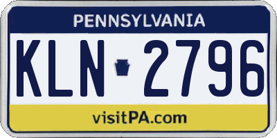 PA license plate KLN2796