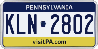 PA license plate KLN2802