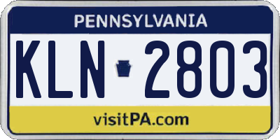 PA license plate KLN2803