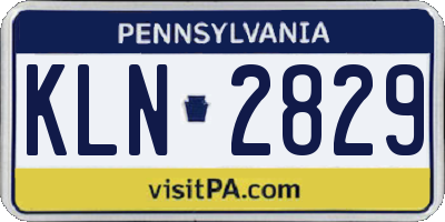 PA license plate KLN2829